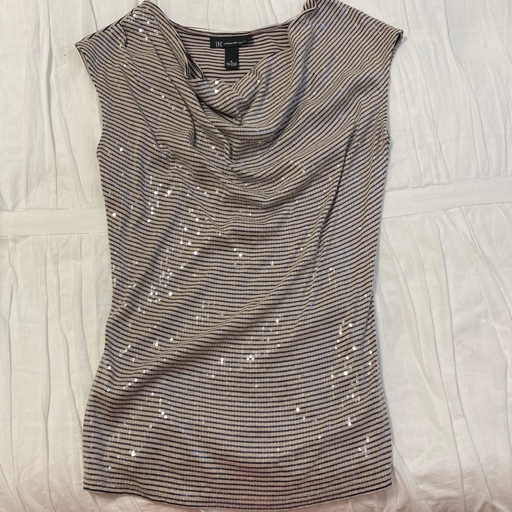 INC striped sequined blouse